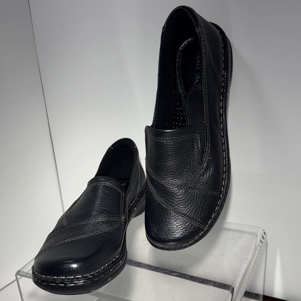 Black Leather Slip-On Shoes